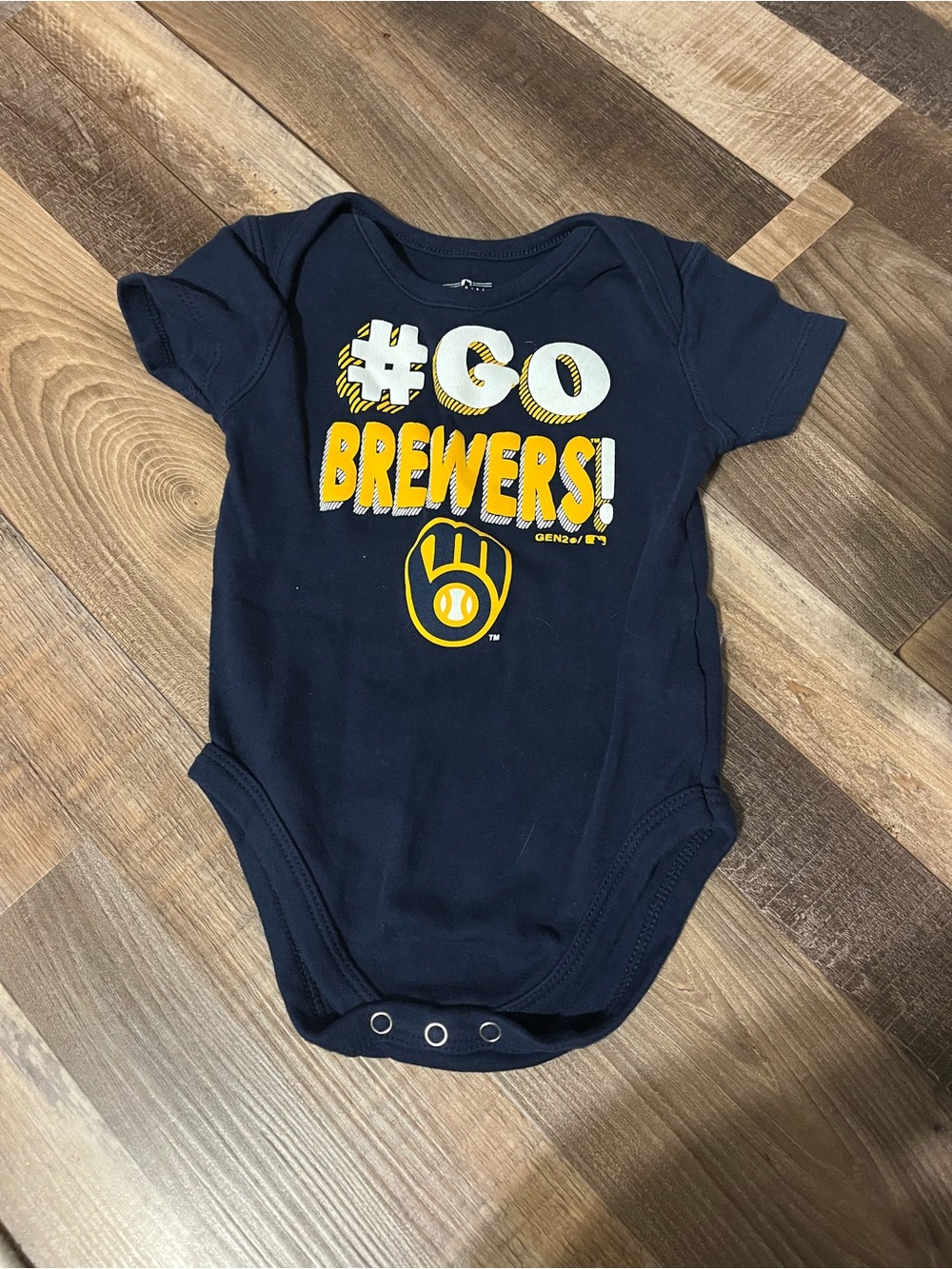 Baby Navy "Go Brewers!" One-Piece Bodysuit